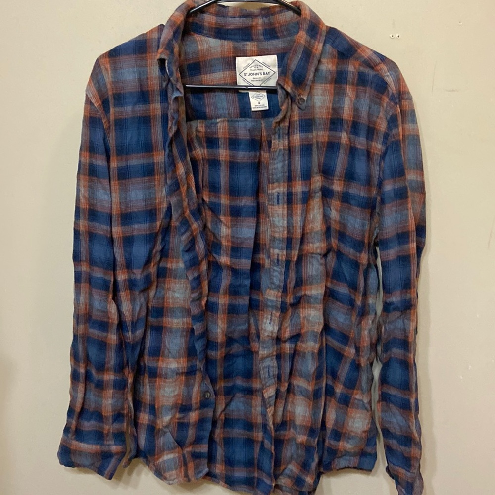 Blue and orange flannel
